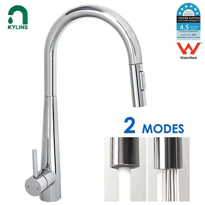 **Sydney Stock** KYLINS Chrome  Kitchen Faucet Pull Out Kitchen Sink Water Tap Single Handle Hot Cold Mixer Tap WELS WaterMark