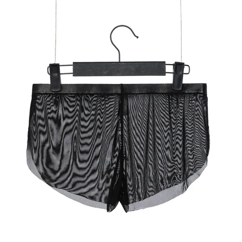 

Сексуальные прозрачные мужские трусы-боксеры с боковым разрезом, дышащее сетчатое нижнее белье, короткие брюки, мужская удобная верхняя одежда