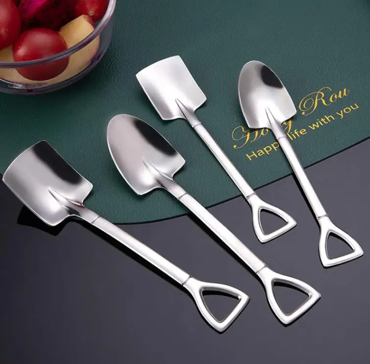 Stainless Steel Shovel Watermelon Spoon Children Dessert Cake Ice Cream Scoop Fruit Salad Scoops Kitchen Dinnerware Shovels SN