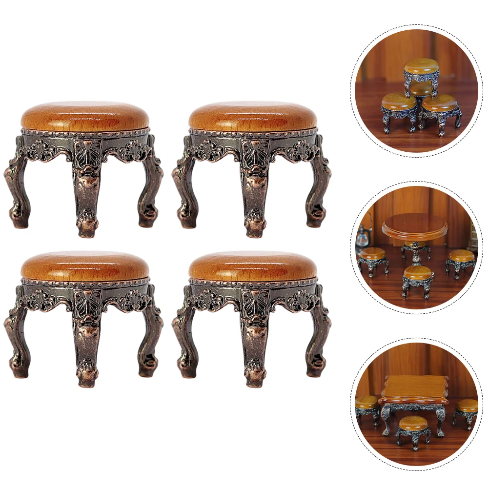 Scene Accessories Mini House Furniture Miniature Plant Pot Stool Round Table Decor