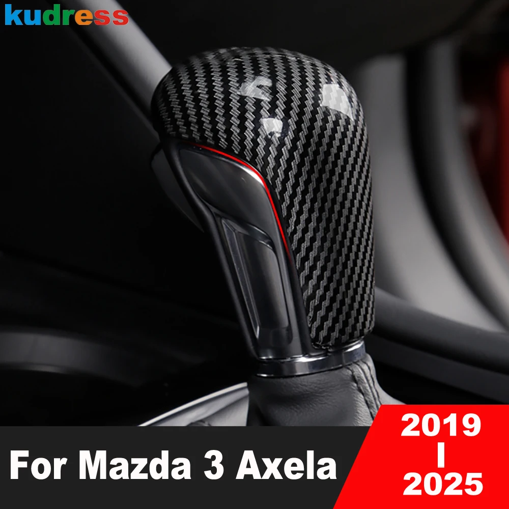 

Car Gear Shift Knob Head Frame Cover Trim For Mazda 3 Axela 2019 2020 2021 2022 2023 2024 2025 Carbon Fiber Interior Accessories