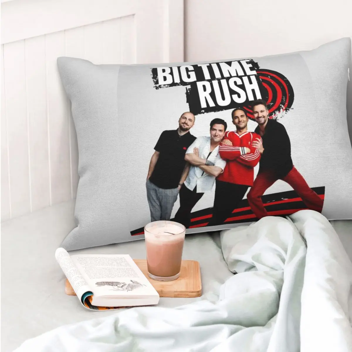 Funda de almohada rectangular con diseño de banda musical Big Time Rush BTR, decoración para dormitorio, cama, hogar, almohada cómoda
