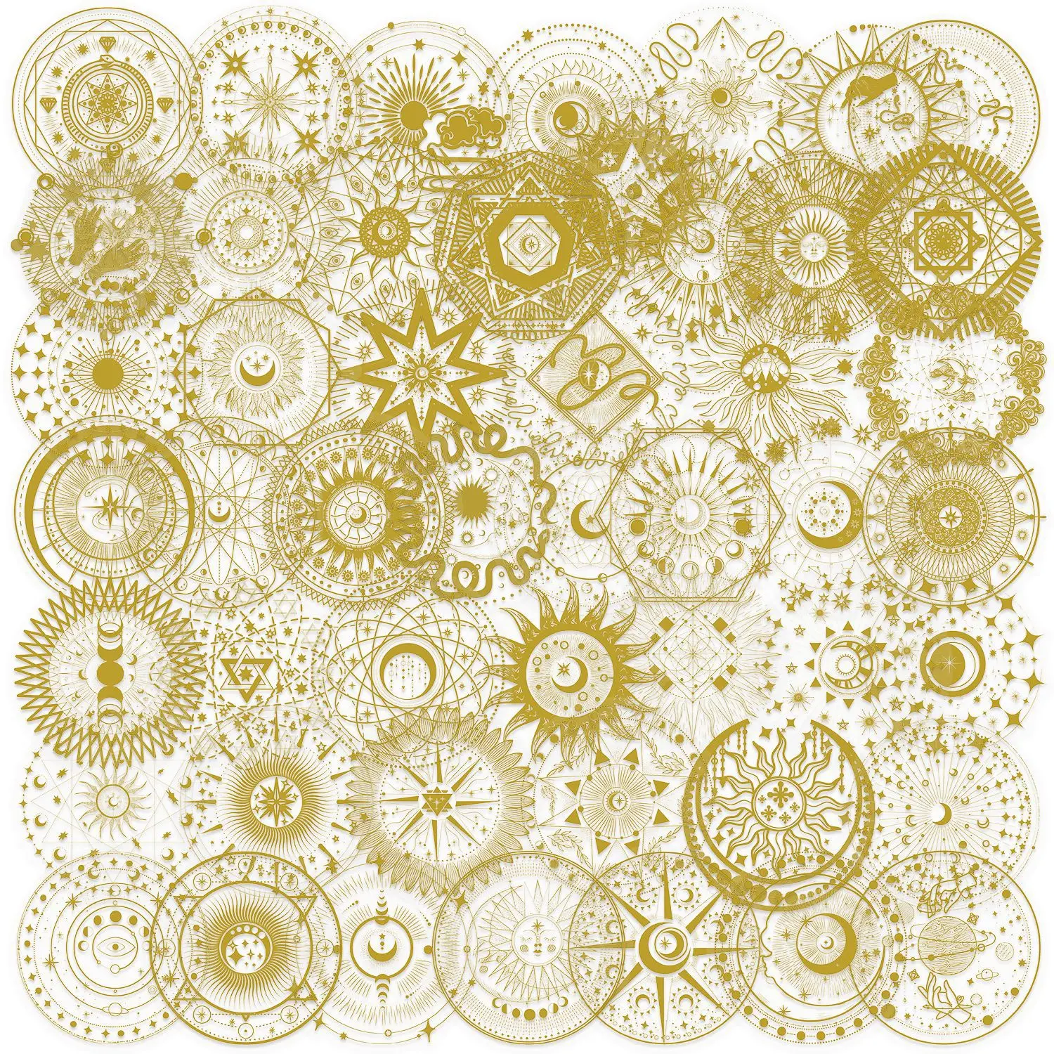 50PCS Magic Moon Hot Stamped PET Stickers Decorative DIY for Mobile and Computer Festival Gift Stickers