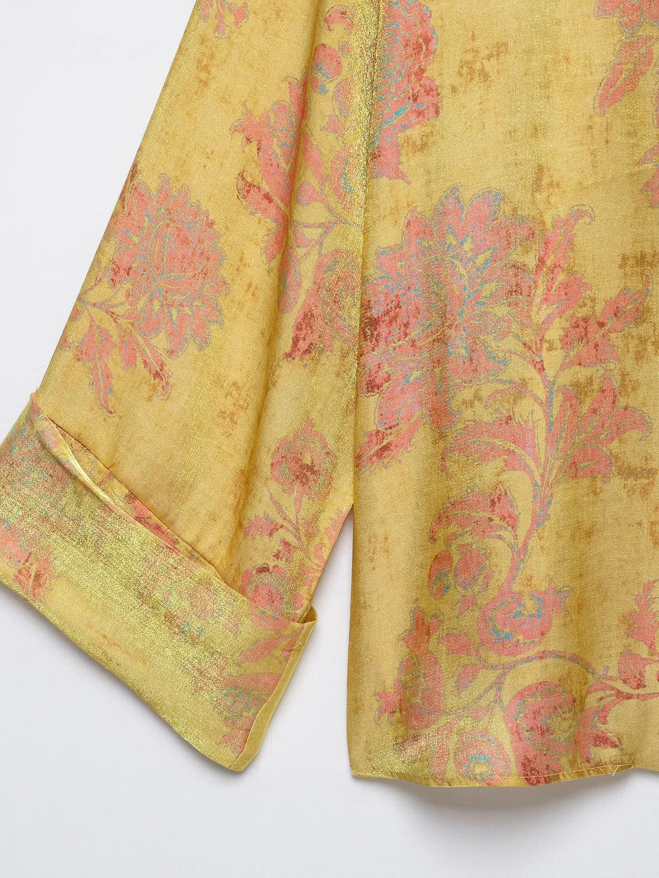 KONDALA Damen Elegantes Vintage Bedrucktes Hosenset mit Seilknoten-Hemden, Lange Hosen 2026 Frühling Herbst Urlaub High-Street-Set – Detail 11