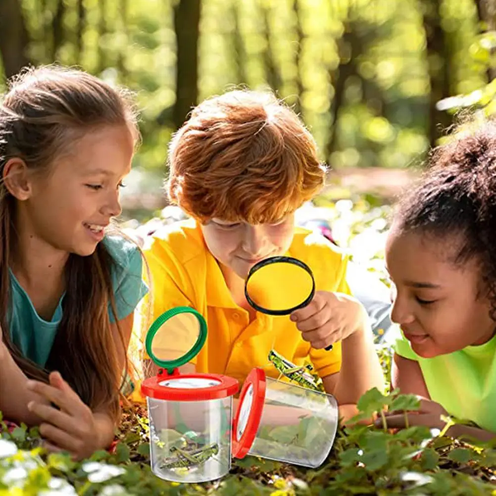2Pcs Insect Observation Cup Magnifying Container Exploring Jar for School Kids Students Bug Viewer Ventilation Biology Education