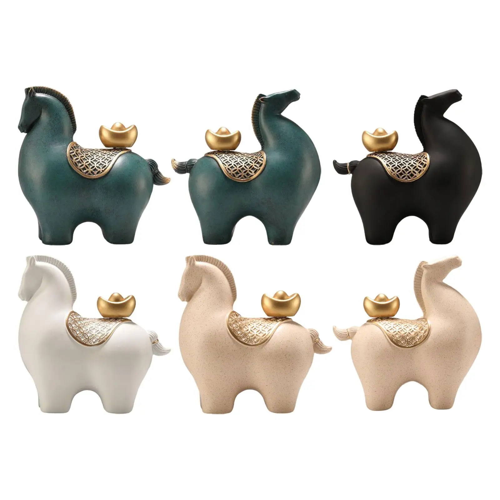 Horse Statue Horse Sculpture Art Crafts Collectible Resin Modern Statues Desktop Ornament for Cabinet Table Centerpiece Shelf