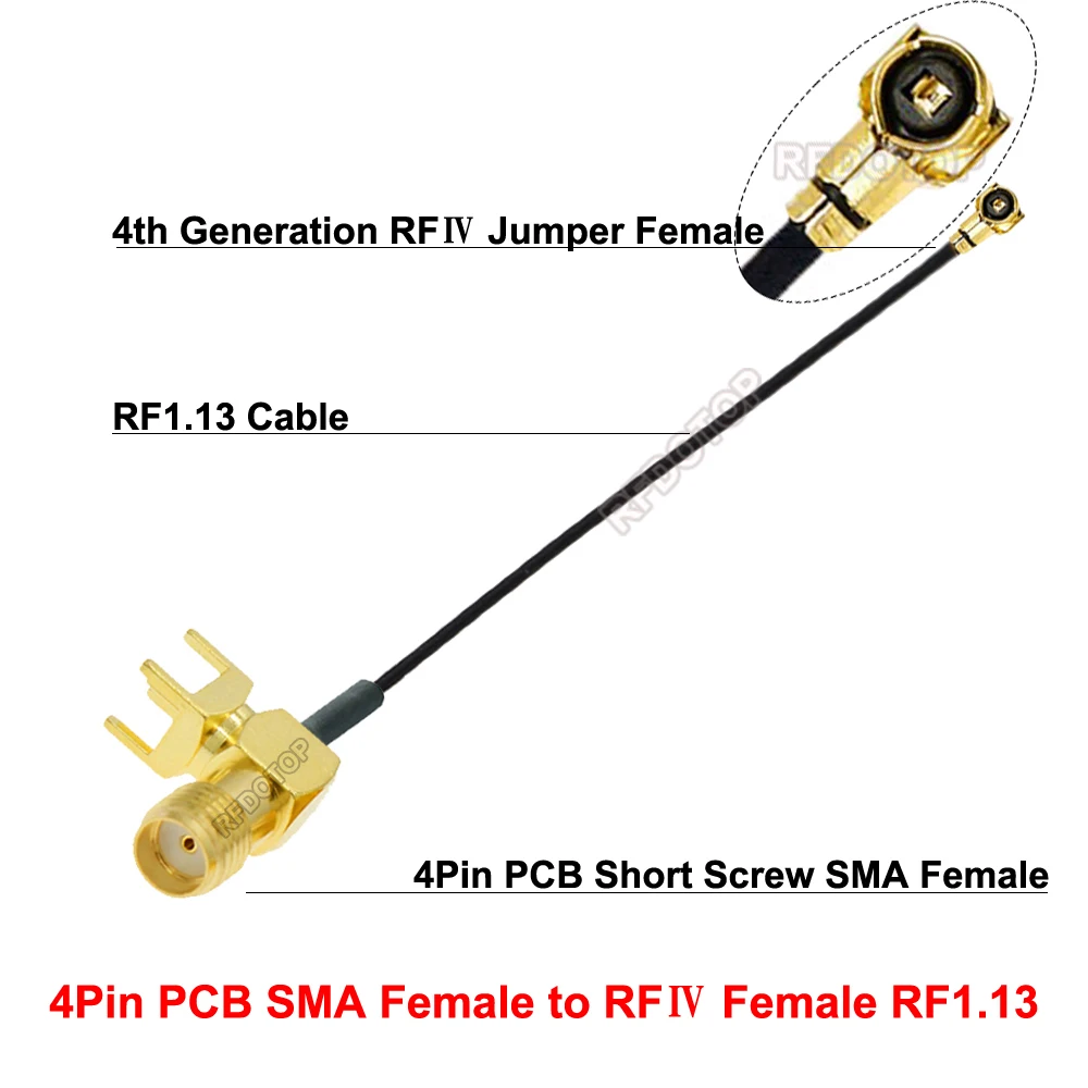 2PCS 4Pins Mount PCB SMA Female Connector to uFL/IPX/MHF-4 Female Φ1.13 Cable Extension Pigtail WiFi Antenna IPX-SMA RFⅣ Jumper