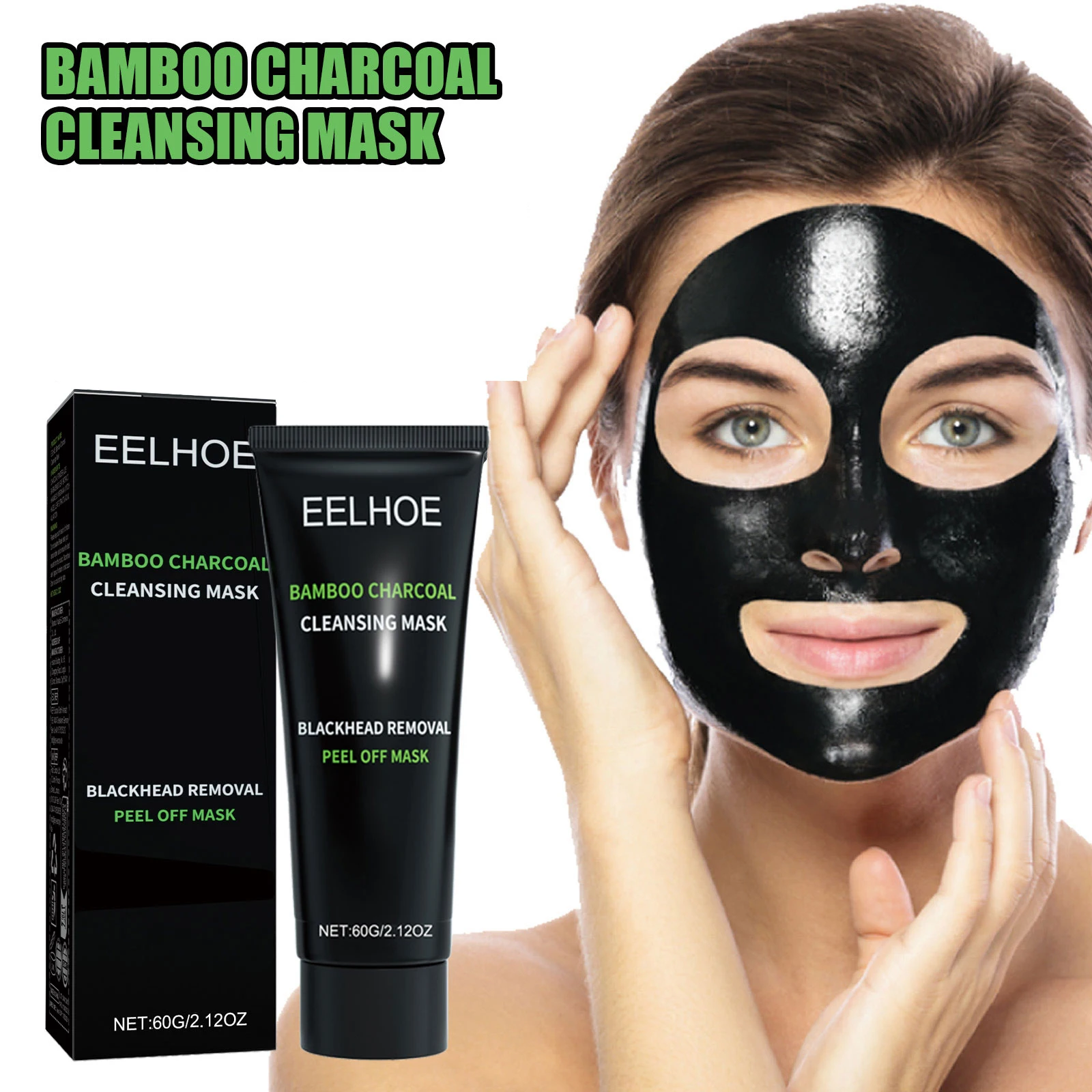 EELHOE Bamboo Charcoal Mask Blackhead Remover Deep Cleansing Shrink Pores Skin Tightening Rejuvenate the Face Tear Peel off Mask