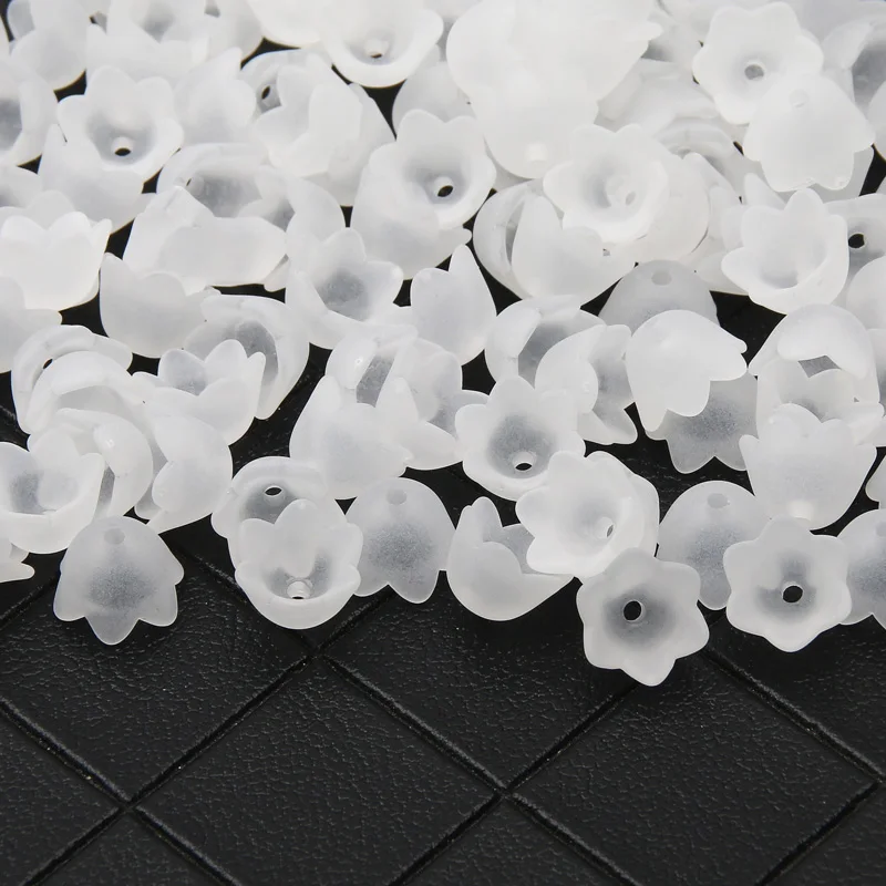 Perles acryliques blanches 10x7mm fleur perles d\'espacement en vrac pour la fabrication de bijoux bricolage cadeau d\'anniversaire boucles d\'oreilles