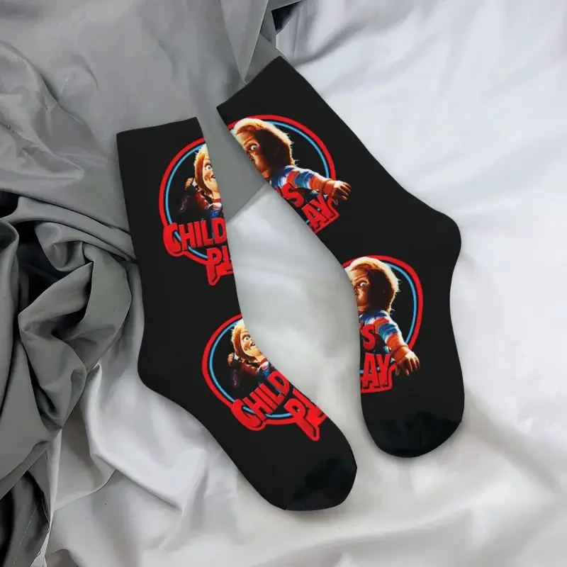 Fun Printing Child's Play Chucky Socks for Men Women Stretch Summer Autumn Winter Horror Movie Crew Socks