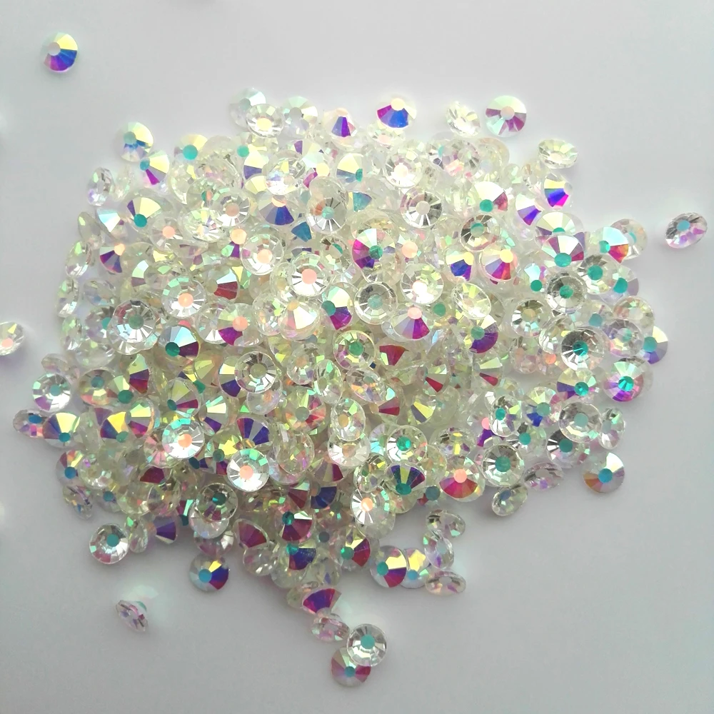 2058 Glitter Unfoiled Transparent AB Strass Crystals Rhinestones For Crafts Flatback DIY Accessories Nail Art Decorations