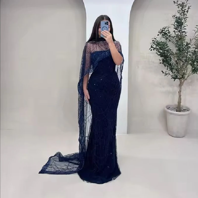 

2025 Chic Floor-Length Evening Dresses Elegant Strapless Customized Party Dresses Sleeveless Detachable Shawl Prom Dresses