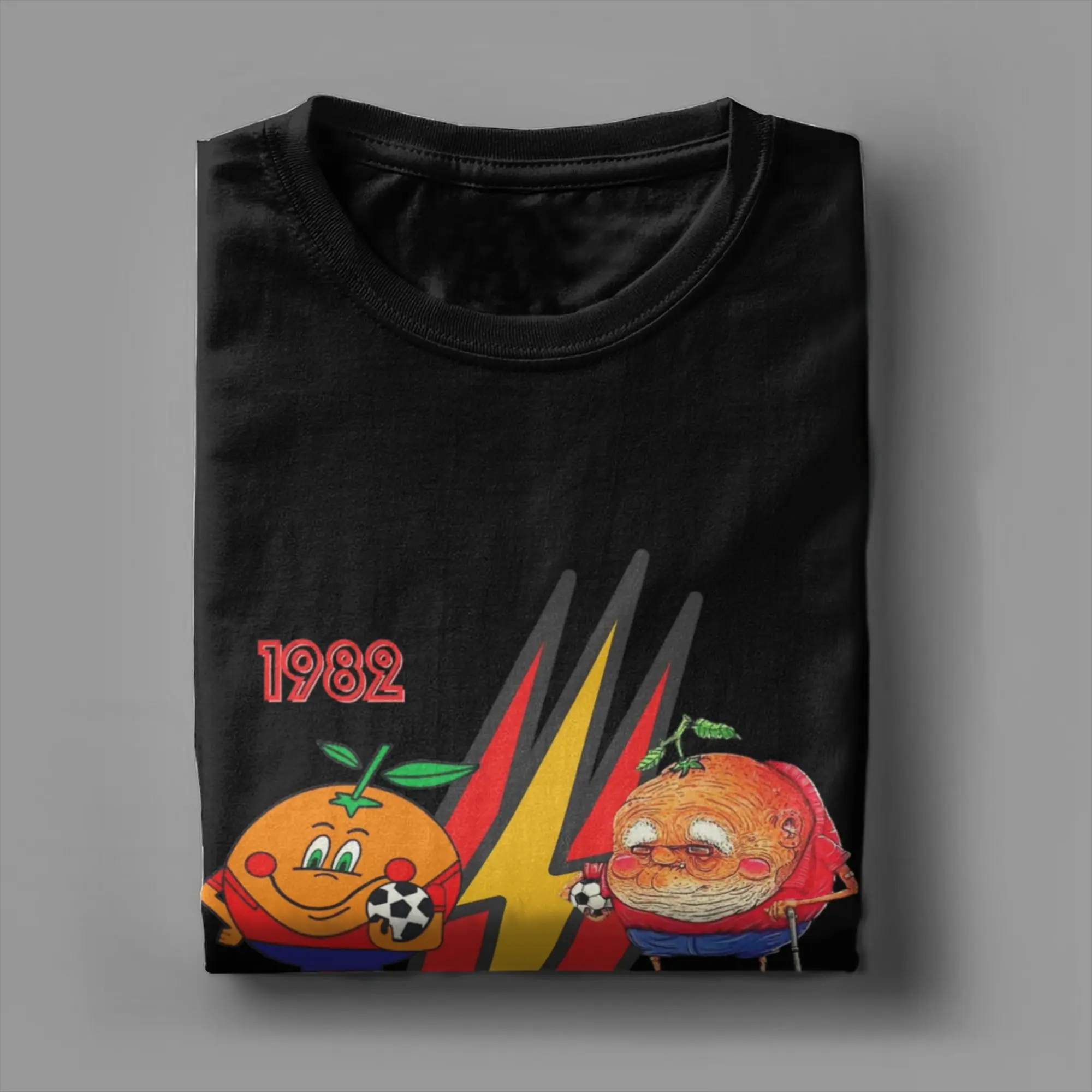 تي شيرت Espana Naranjito إسبانيا 82 لكرة القدم للرجال فريد من نوعه 100% قطن تي شيرت برقبة دائرية وأكمام قصيرة تي شيرت كلاسيكي #4