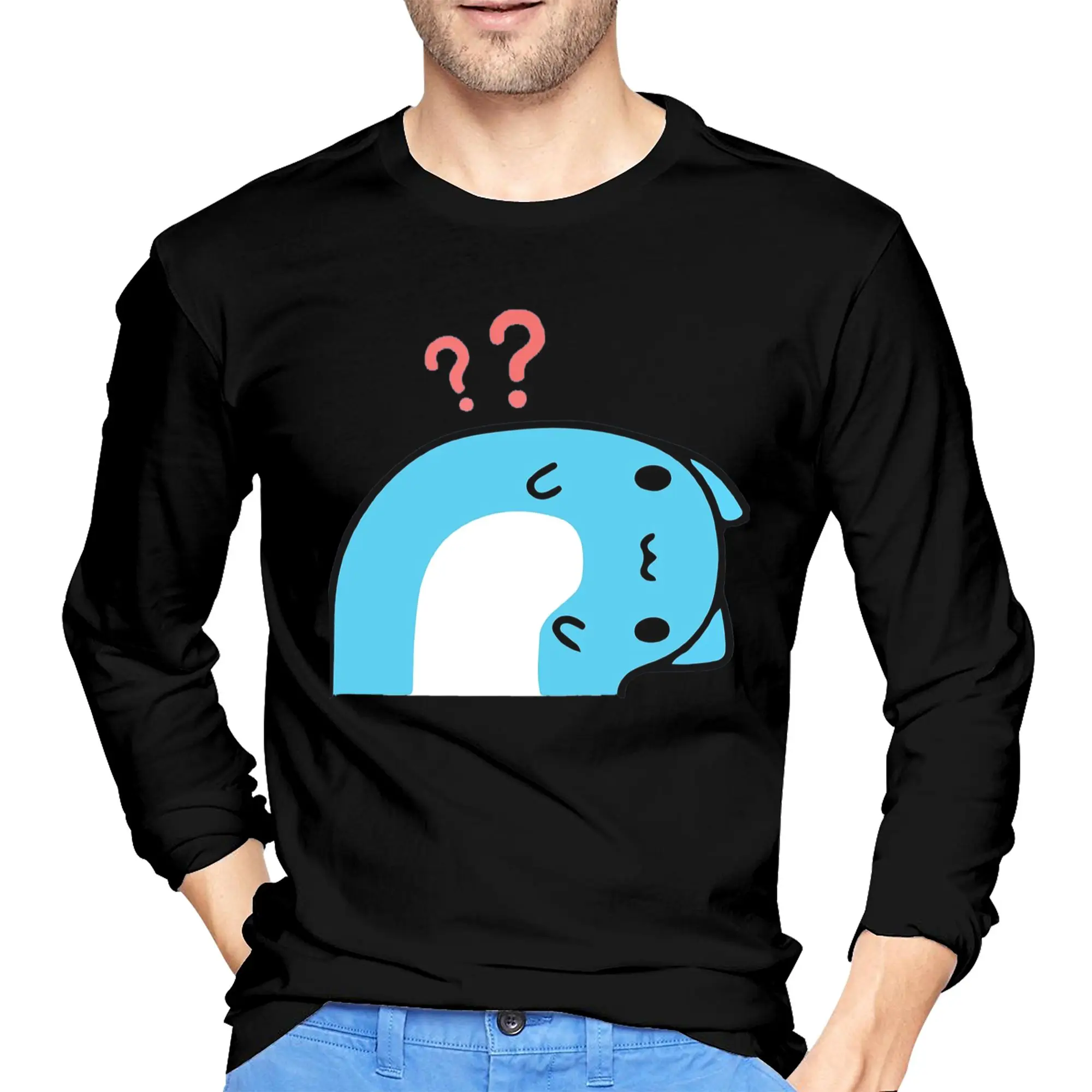 

Мужская футболка с длинными рукавами Comic Cat Bugcat Capoo Bug Cat, повседневные футболки с круглым вырезом, весенние и осенние мужские топы