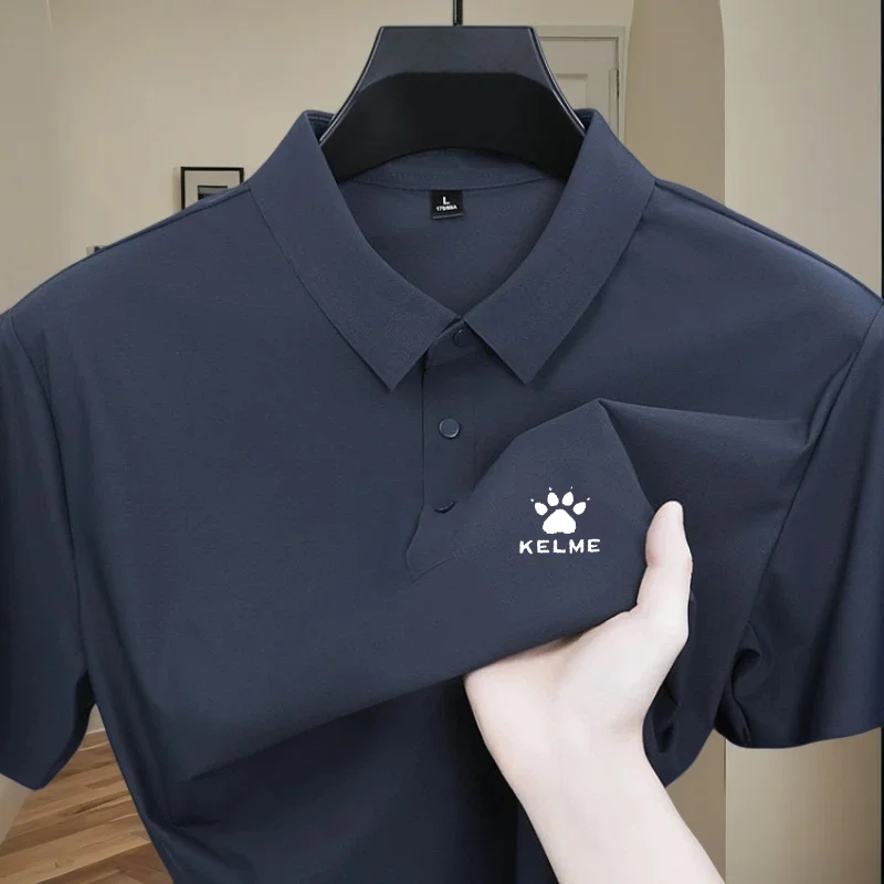 Fashionable printed polo shirt short sleeved men's sports brand top 2026 summer new cool and breathable casual ice silk T-shirt
