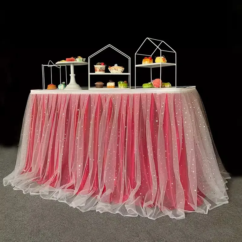 Tulle Gold Table Skirts Tutu Table Skirt for Wedding Birthday Party Tulle Table Skirt Decoration Tulle Table Skirt tablecloth