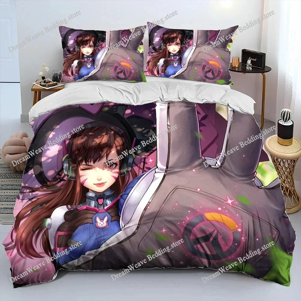 

3D Print OW Overwatch Game DVA Bedding Set Duvet Cover Bed Set Quilt Cover Pillowcase Comforter King Queen Size Boys Adult