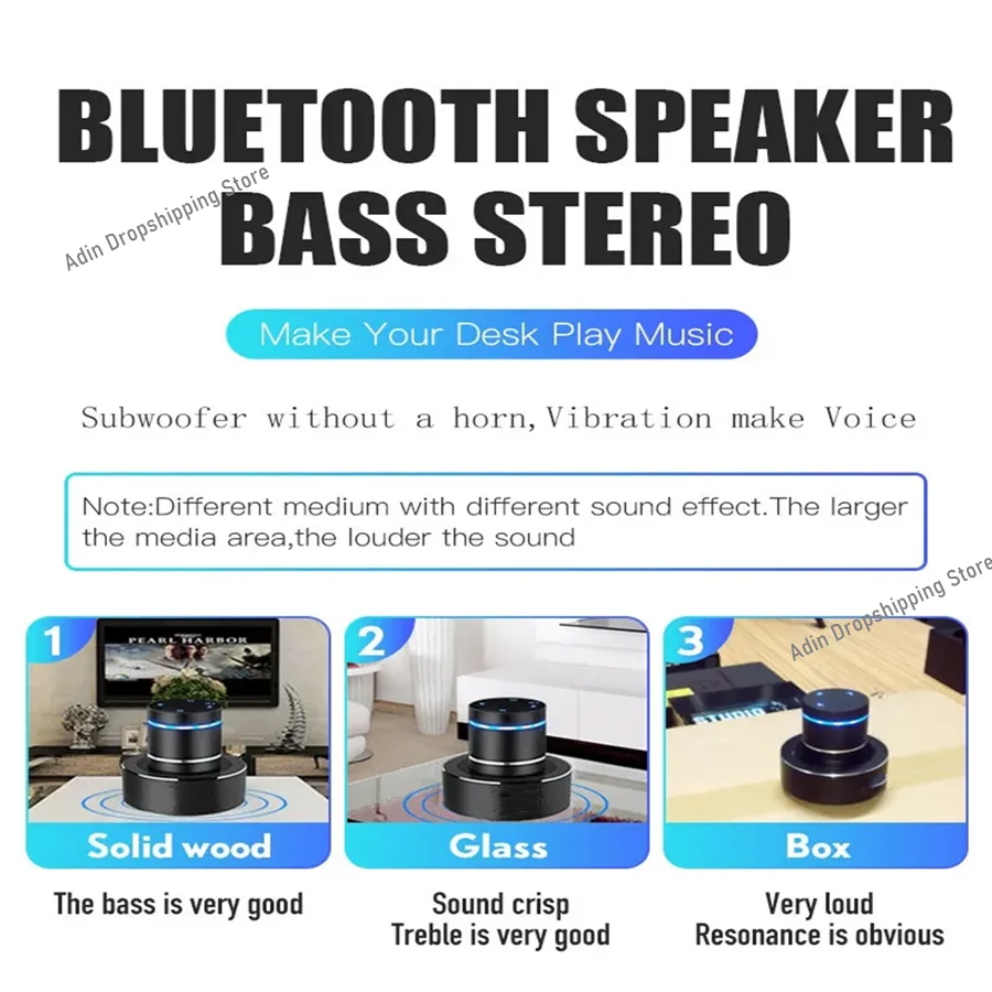 Adin 26w Vibration Bluetooth Speaker Wireless Music Soundbar Subwoofer Neighbor Column Portable Mini Vibro Resonance Speakers