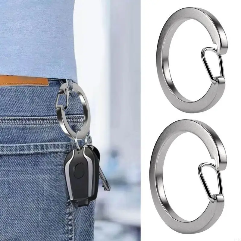 195C 3 Pcs Stainless Steel Round Spring Clasp Keyring Split Rings C-type Holder