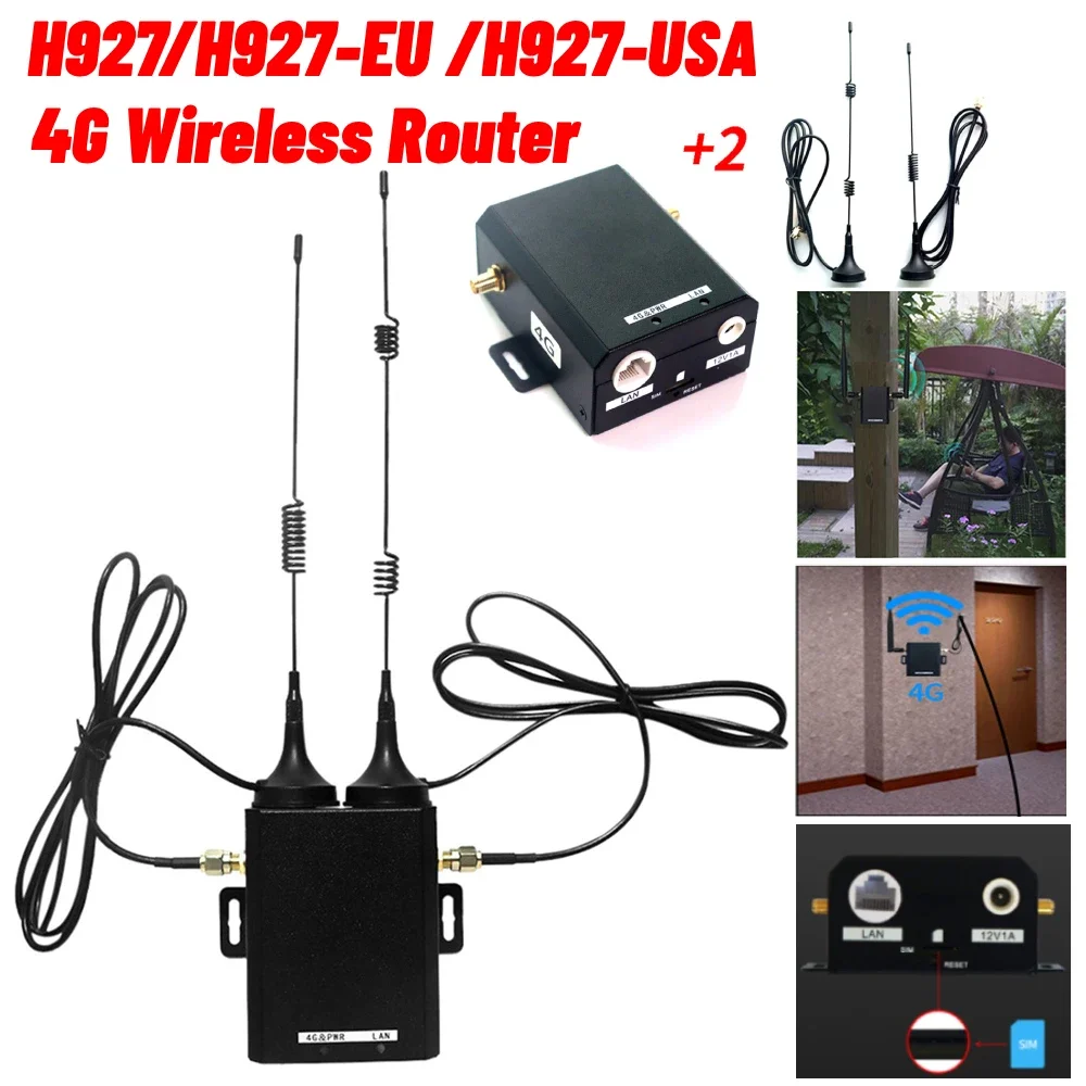 H927 Wireless Router WIFI Router Industrial Grade 4G LTE SIM Card Router wit External Antenna Support 10 WiFi Users for Outdoor