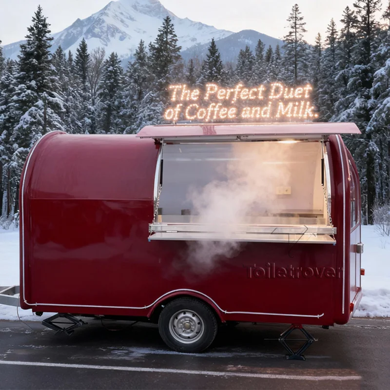 

Retro High Quality Food Truck Corn Dogs French Fries Tacos Hamburgers Pancake Food Trailer with Full Kitchen