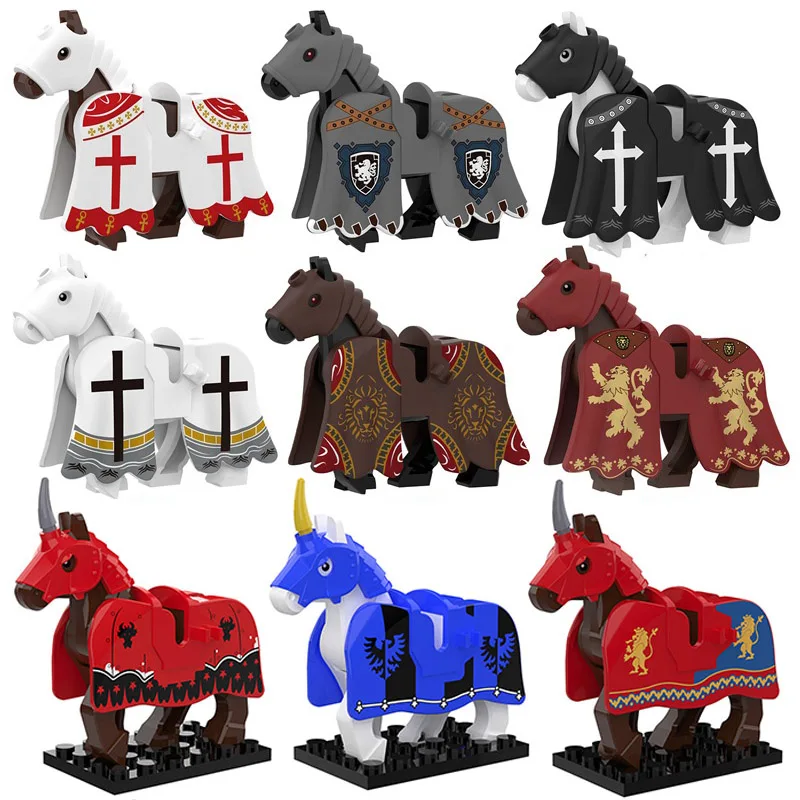 Military MOC Middle Ages War-horse Chariot War Elephant Ancient Carriage Figures DIY Building Blocks Bricks Toys For Kids Gifts