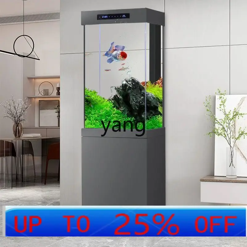 

LH living room medium and large floor-to-wall household ultra-white glass vertical square ecological bottom filter aquarium