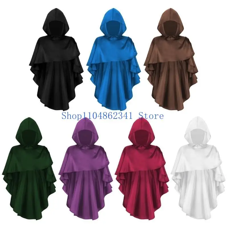 

5asd Medieval Hooded Shawl Post Apocalyptic Shawl Scarf Renaissances Hooded Shawl Shaman Cowl Cosplay Halloween Costumes