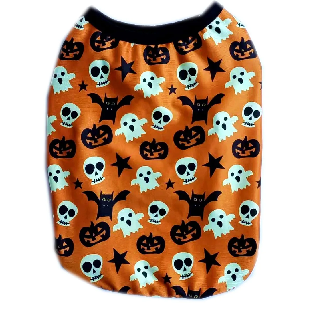 Pet Supplies Clothing Hoodies Skull Head Dog Clothing Vest Personalized Trend Comfortable Polyester Material Pumpkin Vest