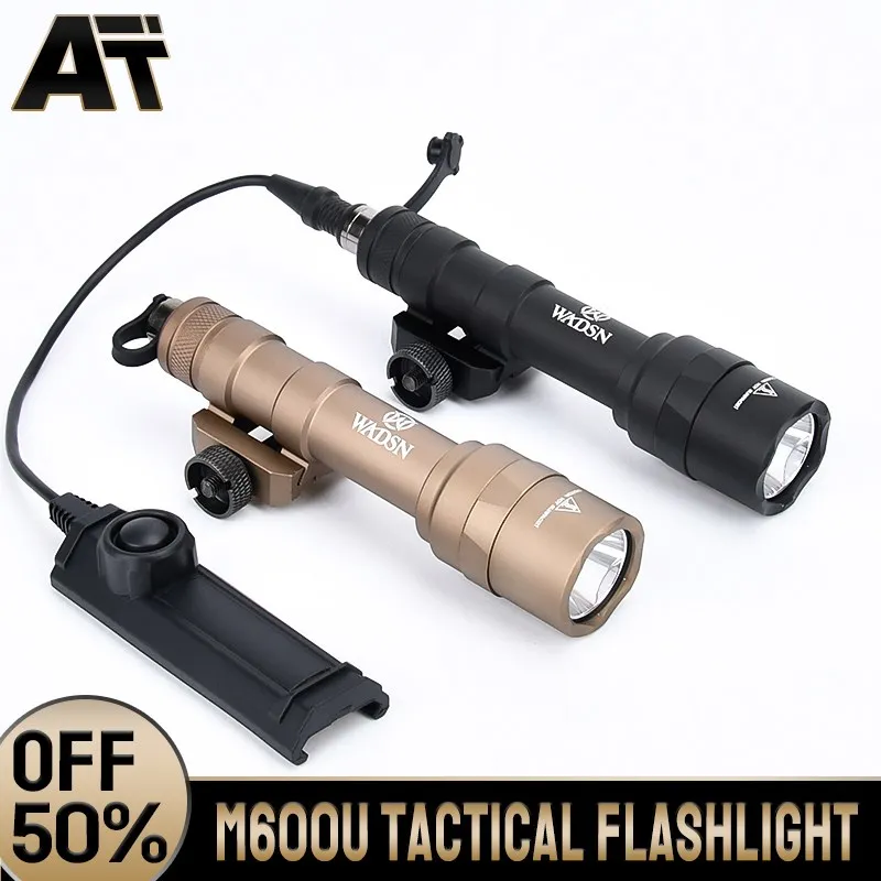 

WADSN M600U M600 Tactical Flashlight Airsoft White LED Scout Light Hunting Weapon Accessories With Pressure Switch Fit 20mm Rail