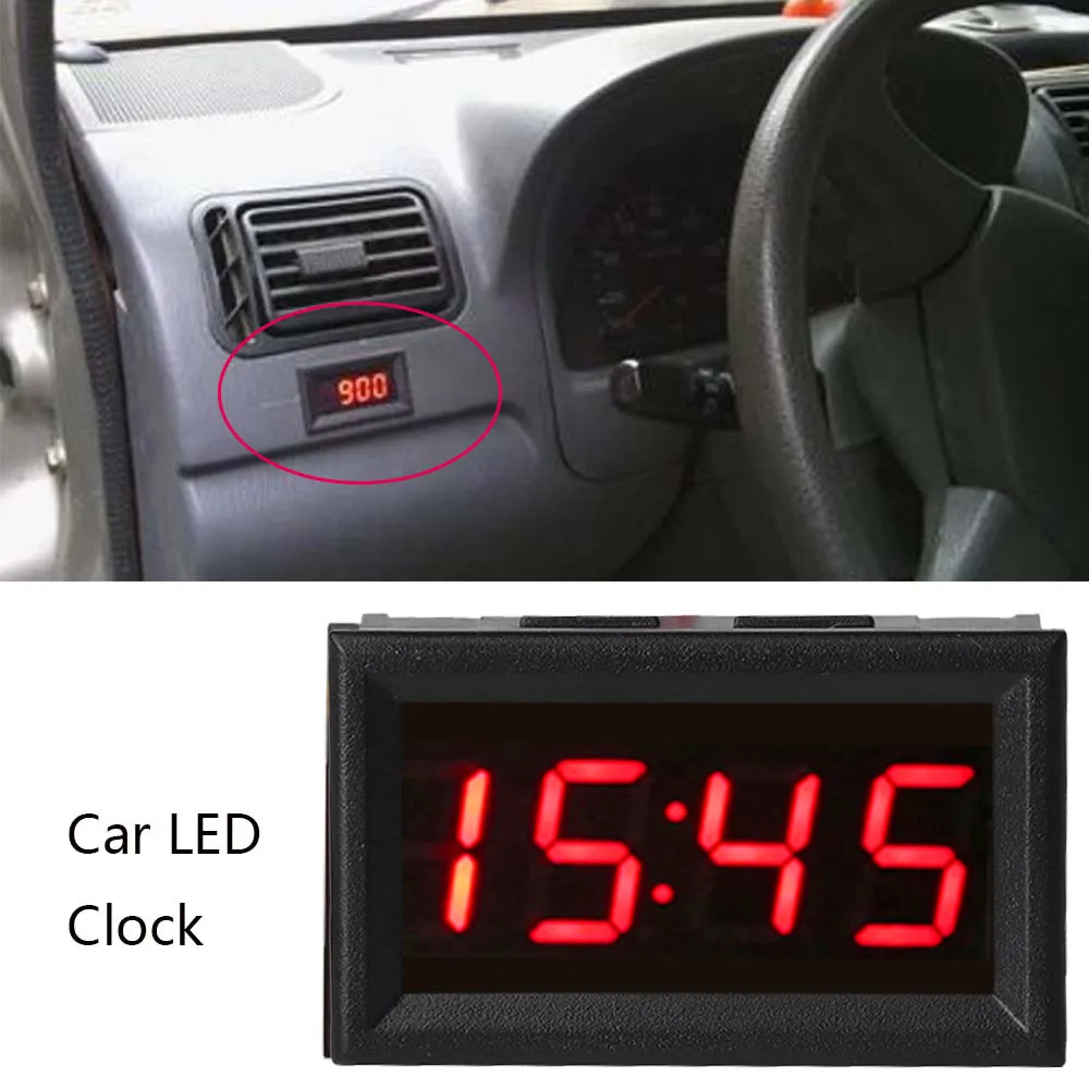 Reloj electrónico Universal para coche, pantalla LED, reloj Digital para tablero de motocicleta, accesorios de bricolaje para automóvil, 1 unidad