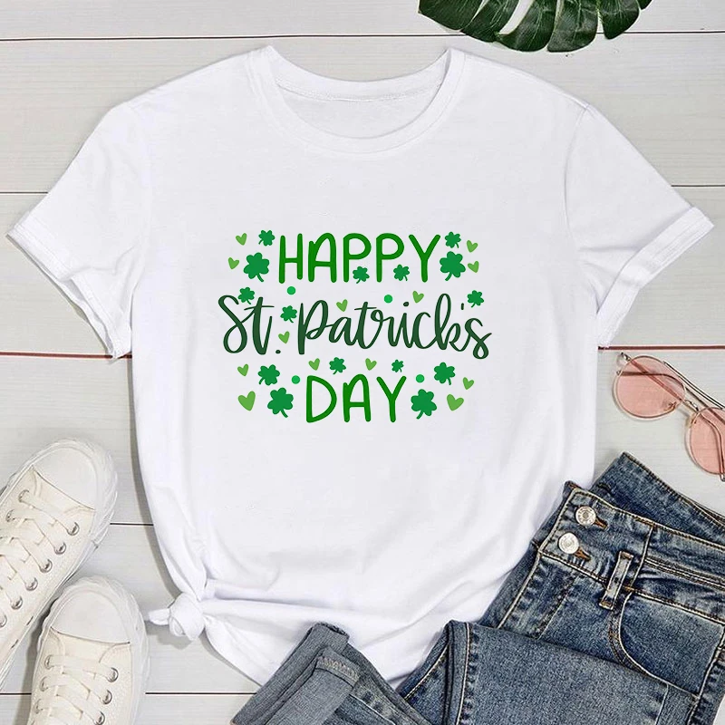 

(Premium T-shirt)Cute Happy St. Patrick'S Day Print T-Shirts For Women Summer Lovely Short Sleeve Casual T-Shirts Funny Tops