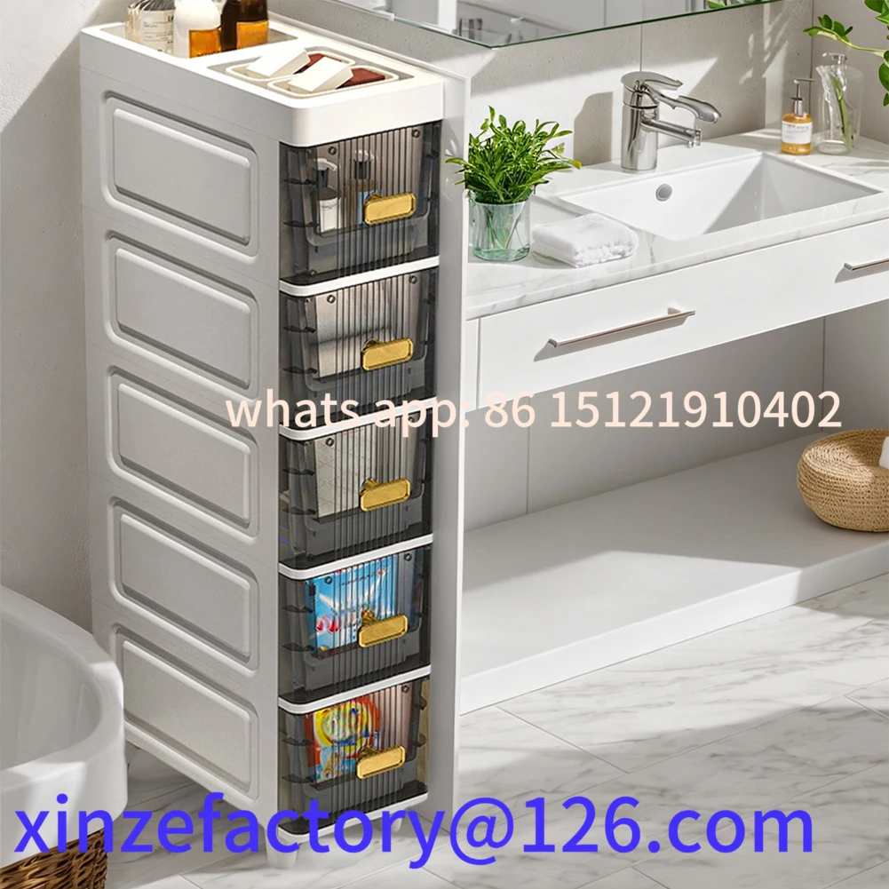 

Customizable Narrow Toilet Storage Cabinet 4/5 Tier Waterproof Corner Shelf Closestool Crevice Rack