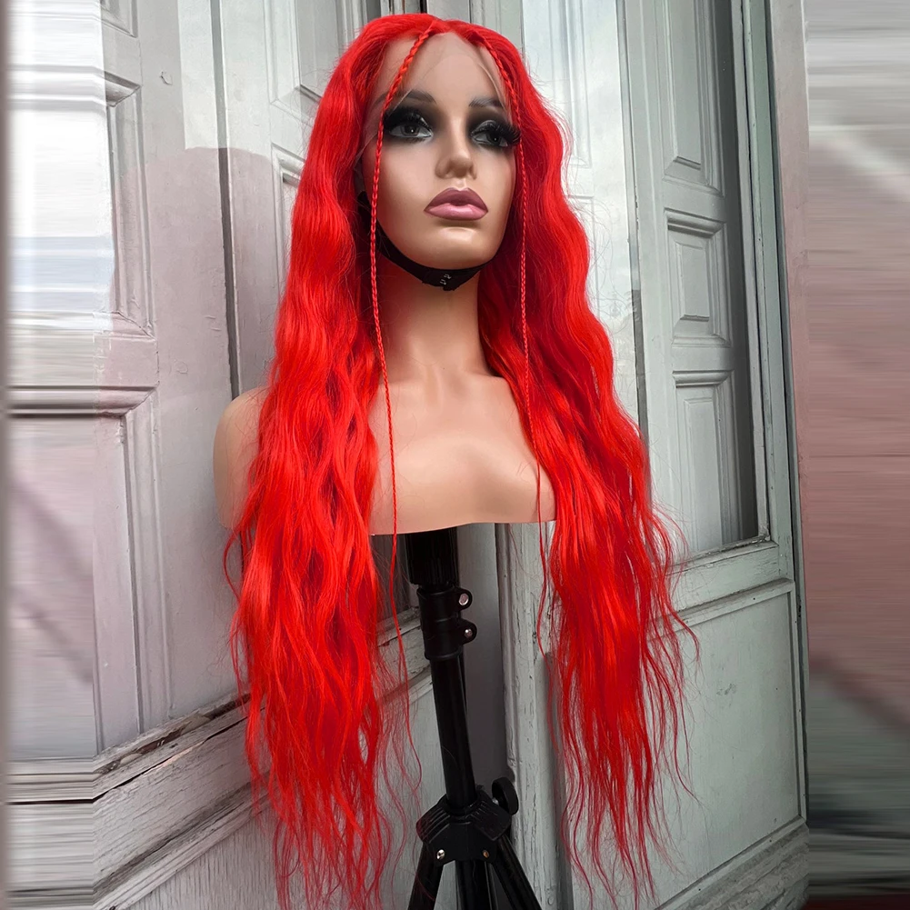 Charism Synthetic Lace Front Wig Long Wavy Wig Pre Plucked Hairline Red Lace Frontal Wigs Synthetic Lace Front Wigs For Women