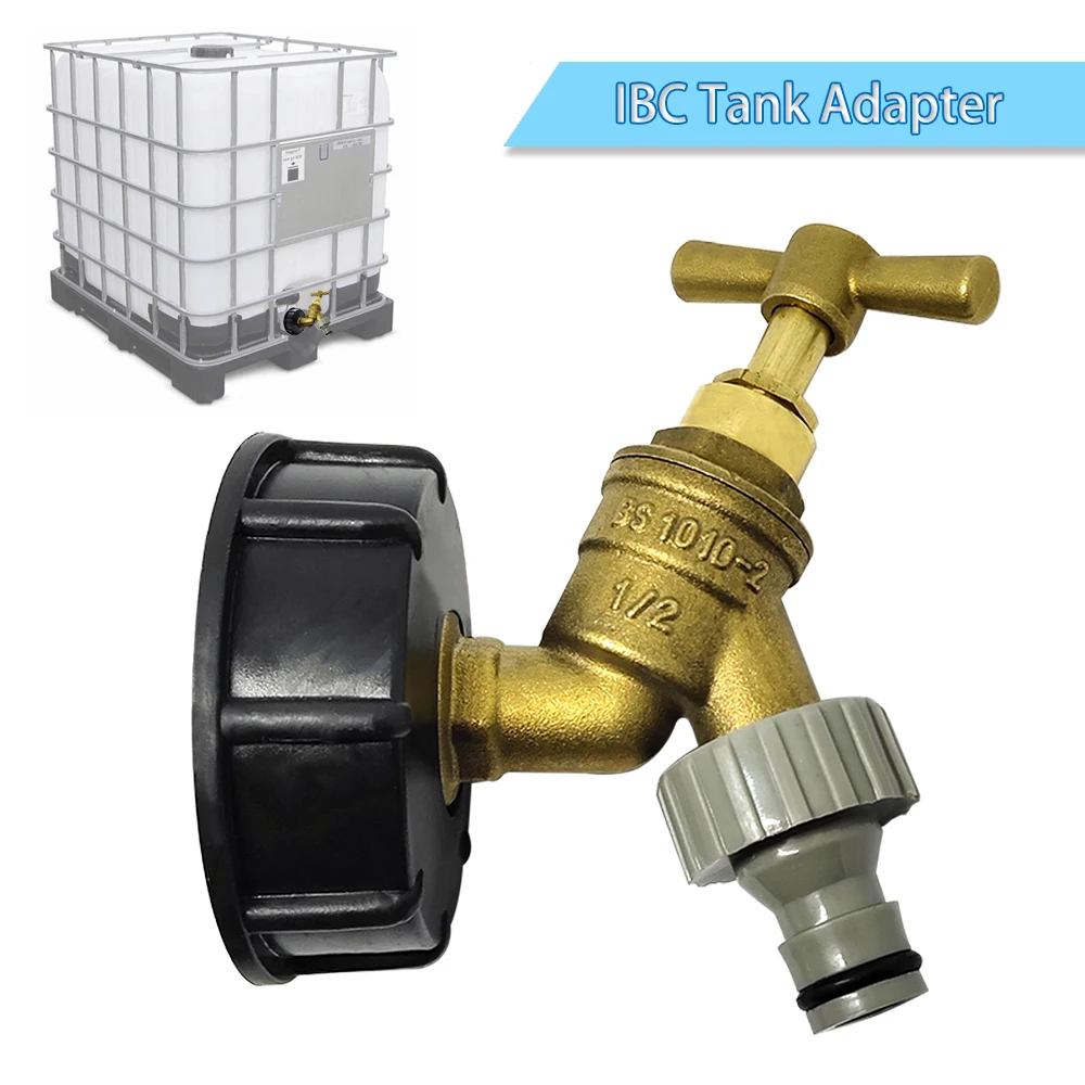 

S60×6 IBC Tank Adapter 1/2 Inch Brass Faucet IBC Tank Adapter For General Tons of Barrels Ball Valve Home Garden Water Connector