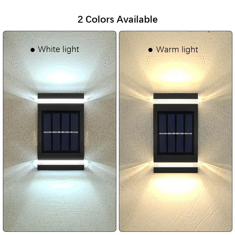 6LED屋外ソーラーウォールランプ、防水壁洗浄ライト、上下照明、テラス、庭、フェンス、ヴィラエクステリア用 W