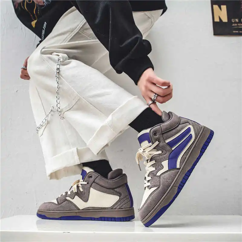 

Hiphop Without Heels Casual Man Tennis Running Sneakers Men Genuine Blue Golf Shoes Sport Health School Cute Comfort