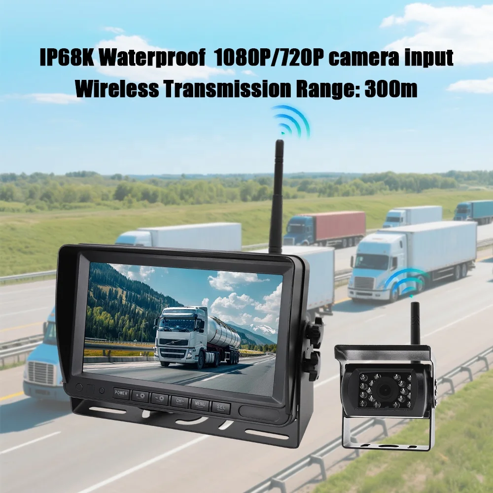 7 Inch Wireless Truck Forklift RV Car Backup Camera System View 1080P Security Video Recorder Safety Driving Monitoring Systems
