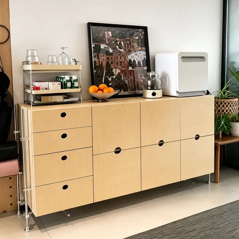Ocean Plate Aluminum Profile Dining Side Cabinet Industrial Style Bucket Cabinet Birch Living Room Wall Mounted Bedside