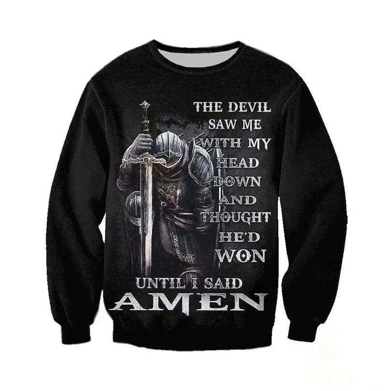 New 3D all print Knight's Templar shirt men's fashion casual Sweatshirt autumn hat hip hop top