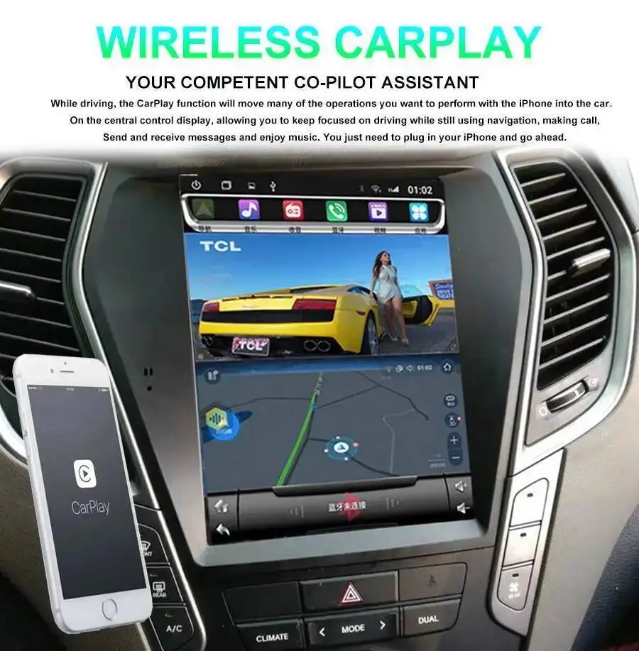 شاشة تعمل باللمس لشركة هيونداي سانتا في 2013-2018 IX45 راديو السيارة الوسائط المتعددة مشغل فيديو Carplay السيارات ستيريو لتحديد المواقع أندرويد 15 10.4 بوصة