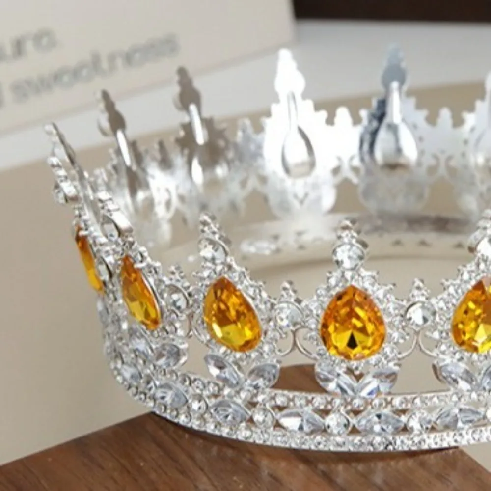 Rhinestone Baroque Pageant Crowns Cake Decorations Luxury Crystal Bridal Crowns Hair Jewelry Sparkling Crystal Cake Topper