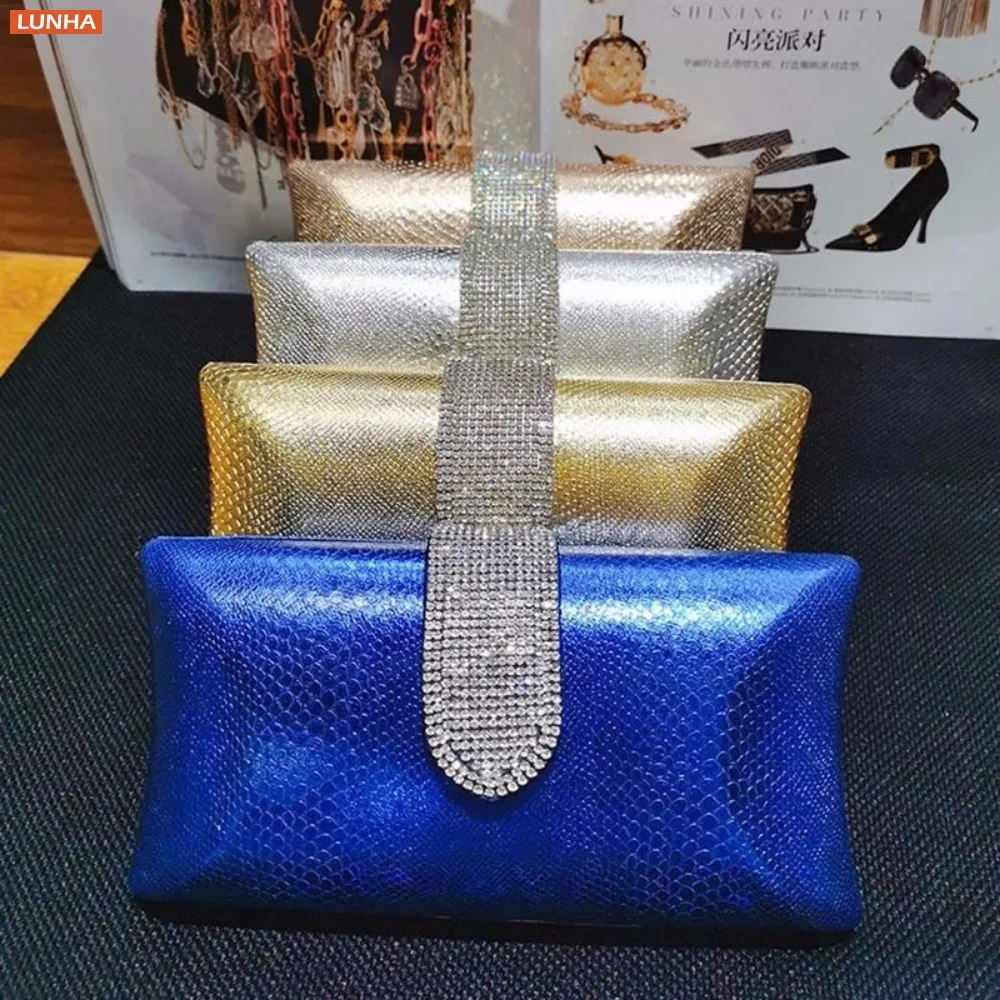 

Evening Clutch Bag Women Bags Wedding Shiny Handbags Bridal Metal Bow Clutches Bag Chain Shoulder Bag Party Dinner Diamond Purse