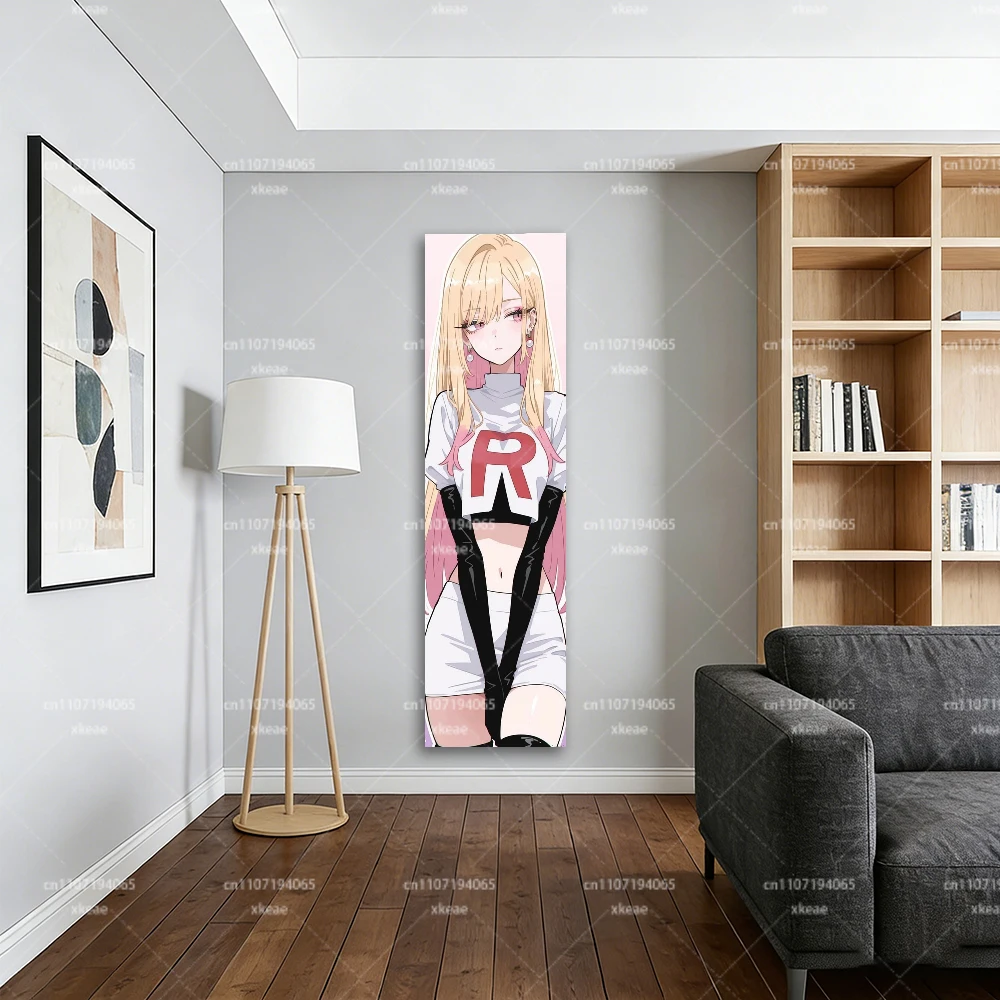 Anime Girl Team Rocket Cosplay Wall Tapestry, Blonde Pink Hair Vertical Hanging, Cute Kawaii Room Decor for Bedroom Dorm