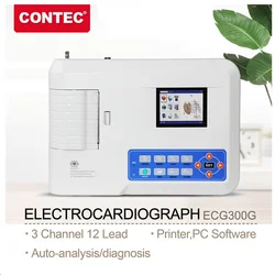 CONTEC ECG300G Digital 3 Channel 12 Leads ECG/EKG Machine  ElectrocardiographUSB interface can be selected to transfer data