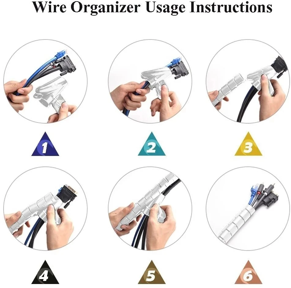 2M/1M Flexible Spiral Cable Organizer Cable Wire Winder Protector Computer Cord Protective Tube Clip Organizer Management Tools