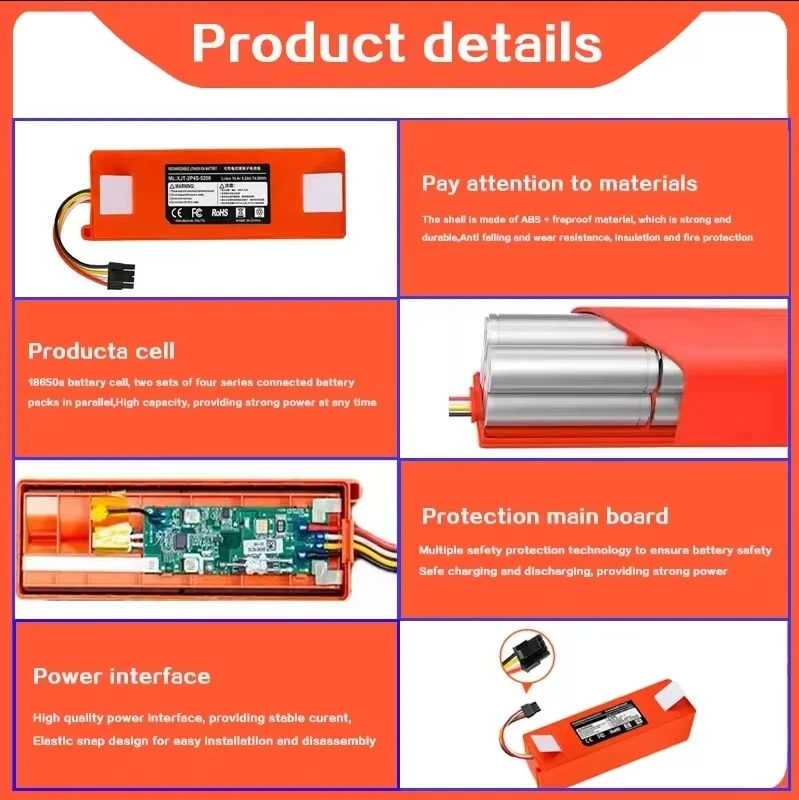 Batterie de remplacement pour aspirateur robot Xiaomi Roborock, pièces de station d'accueil, 100% d'origine, BRR-2P4S-5200S, S55, S60, S65, S50, S51, S5 MAX