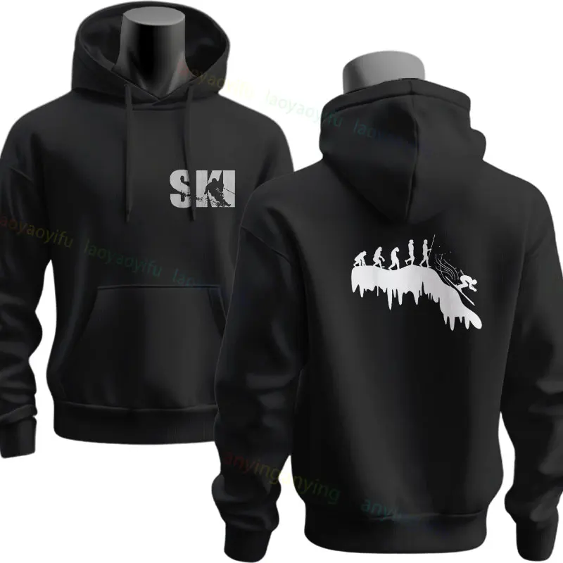 Skier Skiing SKI BUM Women's Graphic Design Hoodie Long Sleeve Pullover Sportswear for Fall & Winter Outdoor Clothing