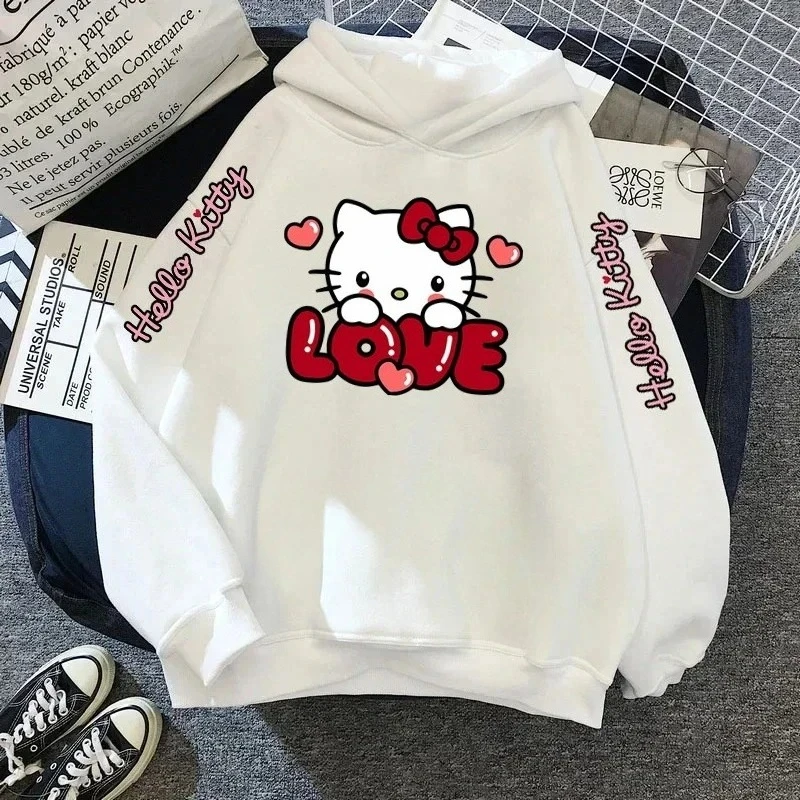 

Girls cartoon cute Sanrio Hello Kitty printing warm hoodie fall and winter casual comfortable soft kids pullover sweatshirt