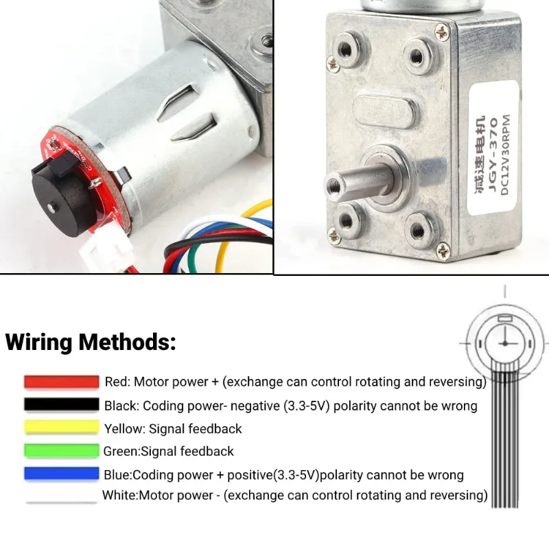 JGY370 met Encoder DC 6V 12V 24V Reductiemotor Sterke zelfsluitende verstelbare snelheid Micro-vertragingsmotor 6 ~ 150 RPM